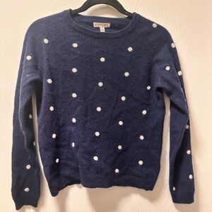 Philosophy Navy Cashmere Sweater with White Polka Dots - Small